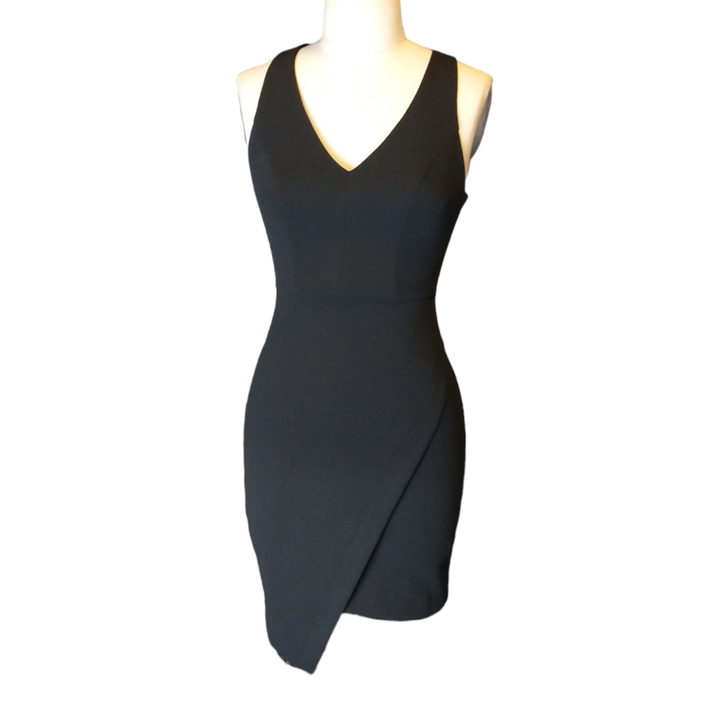 Aakaa Asymmetrical Black Cocktail Dress Women's Size Small